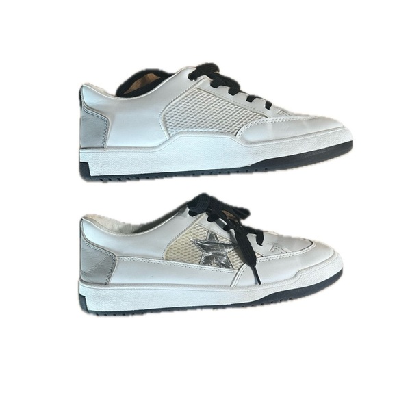 VINTAGE HAVANA Perla Chrome Side Star Low Top Sneaker in White Multi Size 10 - Picture 2 of 5